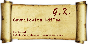 Gavrilovits Kósa névjegykártya